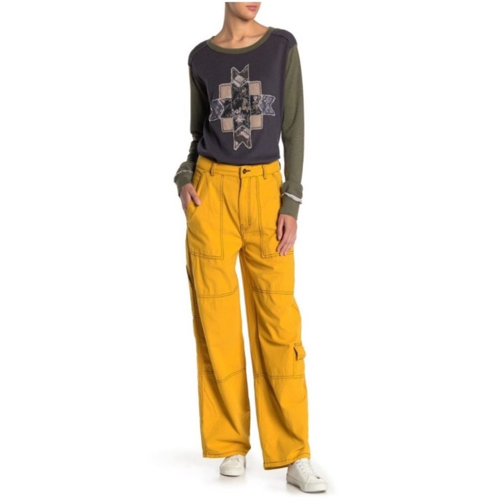 Free people wide leg cargo pant calendula